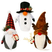 Christmas Decorations Snowman Gnomes Plush 3 Pack ,Handmade Santa Gnome for Christmas Indoor Home