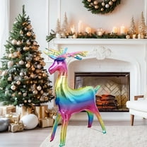 Christmas Decorations, Standing Deer Aluminum Foil Party Ornament for Holiday, Tree and Indoor Festive Home Décor, Reusable Deer Shaped Holiday Decoration Multicolor A