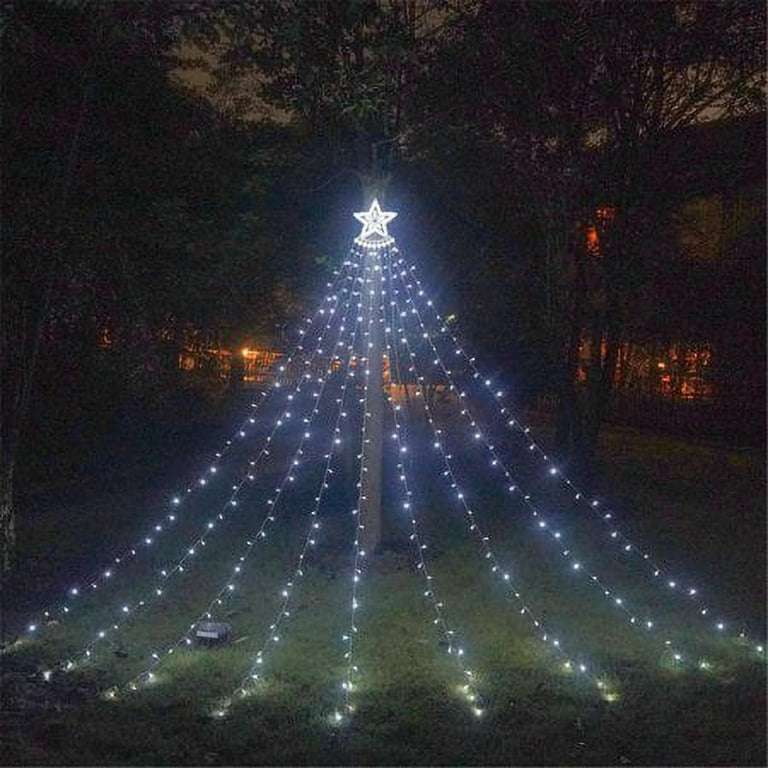 Sinhoon Christmas Decorations Star String Lights 350 LED Christmas Lights Color Changing Fairy Lights Waterfall Tree String Lights with Top Star 8 Modes