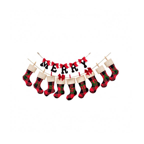 Christmas Decorations Stockings Wall Hangings And Stickers Set, Living Room Holiday Party Wall Decorations, Home Decoration For Festive Season And Special Occasions