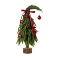 thumbnail image 1 of Christmas Decorations, Tabletop Artificial Christmas Tree with Wooden Base, Real Touch Norfolk Pine Small Christmas Tree with Red Bauble, Desktop Xmas Tree for Home, Office, Party, Holiday Decor, 1 of 5