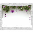 thumbnail image 1 of Christmas Decorations Tapestry, Tree Decorations Tinsel and Ball with Gift Wrap Ribbon Picture, Wall Hanging for Bedroom Living Room Dorm Decor, 80W X 60L Inches, Purple Grey Green, by Ambesonne, 1 of 1