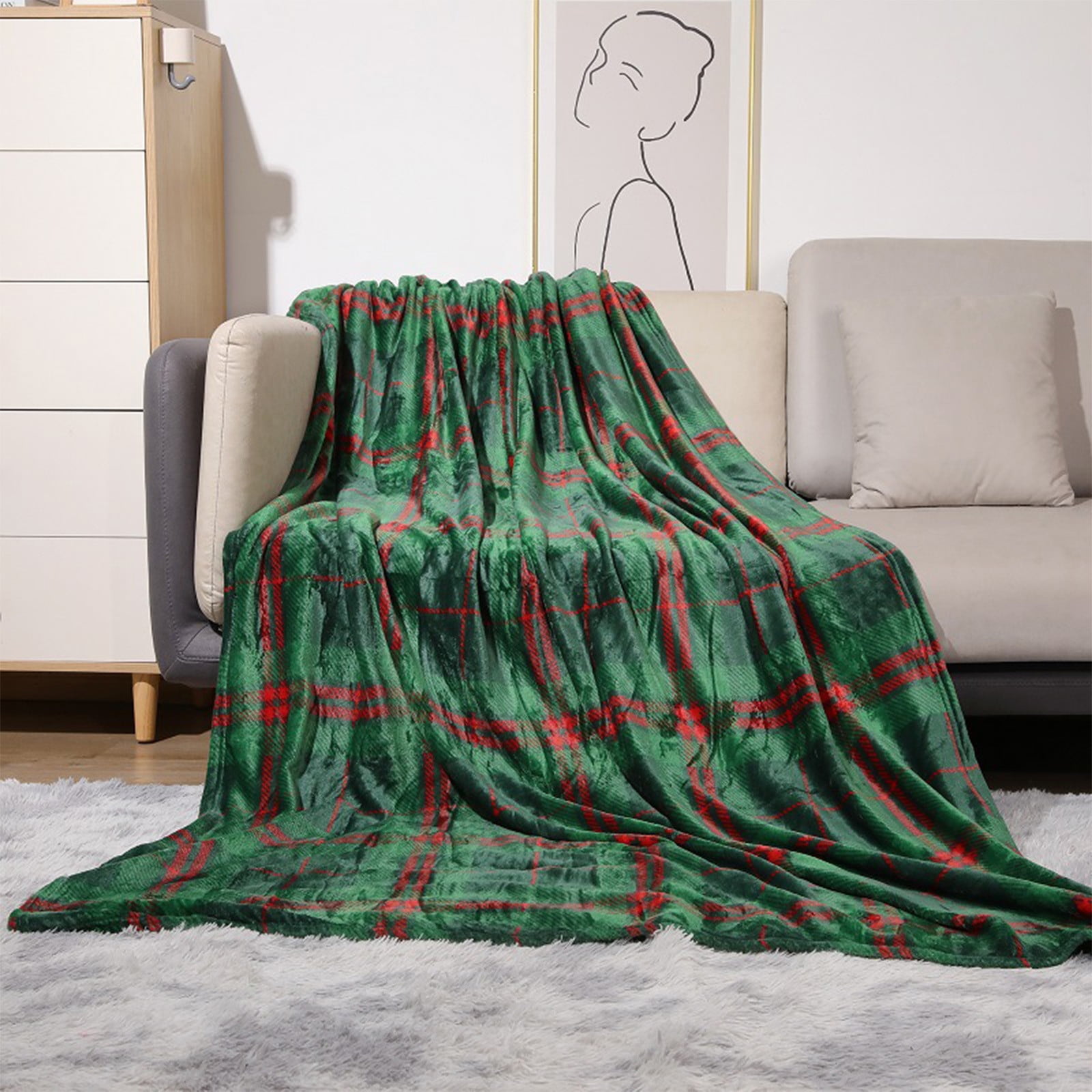 Christmas Decorations Christmas Throw Blankets Soft Fuzzy Warm,Green