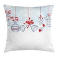 thumbnail image 1 of Christmas Decorations Throw Pillow Cushion Cover, Retro Style Famous Socks for Toy and Candy Bells and Snowflake Graphic, Decorative Square Accent Pillow Case, 24 X 24 Inches, White Red, by Ambesonne, 1 of 2