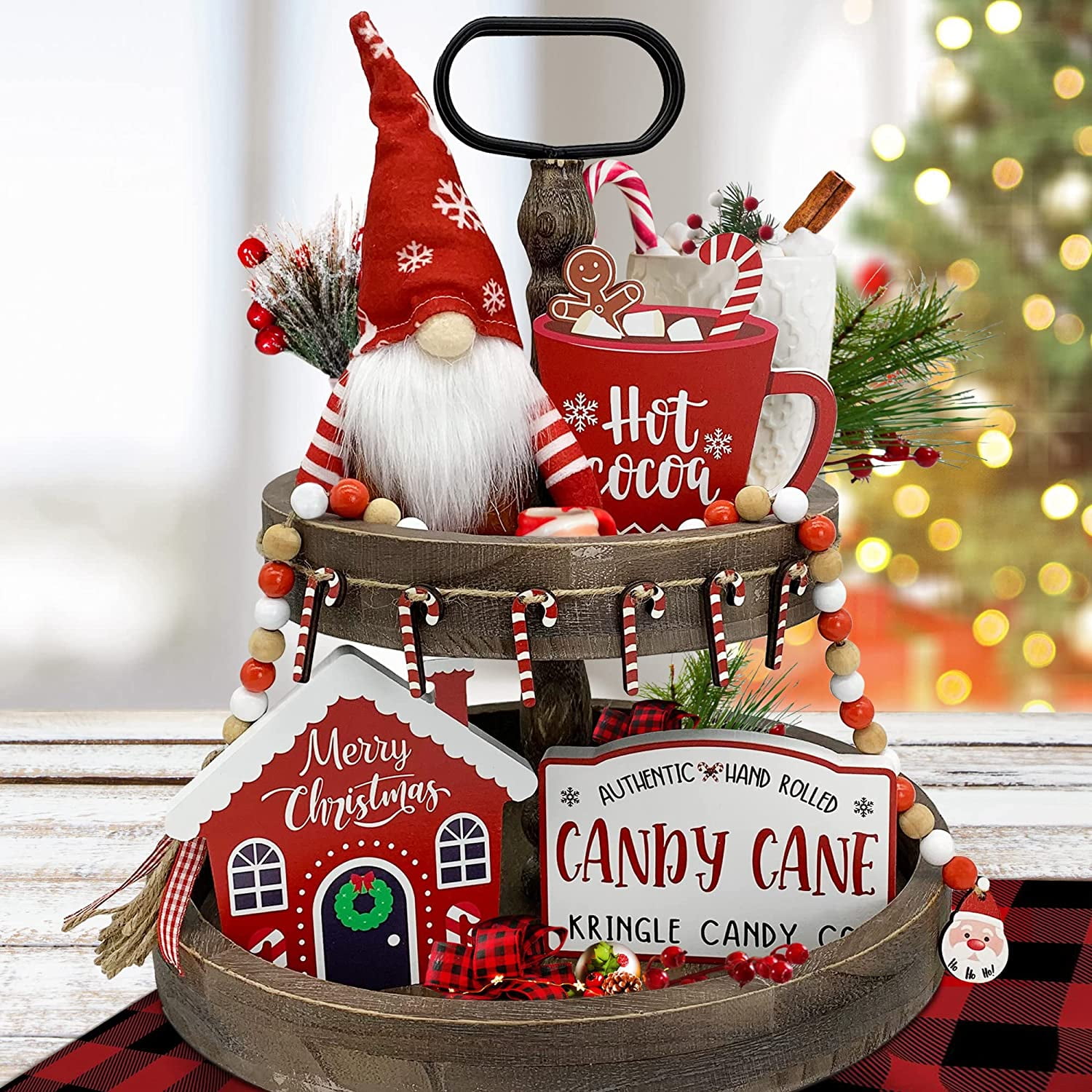 Christmas Decorations Tiered Tray Decor Bundle 5 PCS 3 Christmas