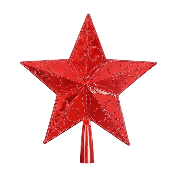 Christmas Decorations Tree Topper Star 6 Inch Exquisite Pattern Tree Top Star Ornament Electroplated Finish Holiday Christmas Tree Decor