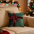thumbnail image 1 of Christmas Decorations, Velvet Gift Bow Throw Pillow with Pillow Insert Decorative Cushion for Sofa Bed Living Room Holiday Home Decor Soft Dutch Velvet Christmas Pillow, 1 of 6
