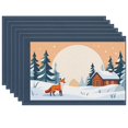Christmas Decorations Washable Placemats Cabin Winter Landscape Home