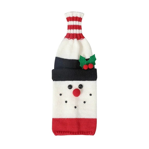 Christmas Decorations Wine Bottle Set, Knitted Elderly Snowman Wine Cover, Festive Holiday Table Centerpiece Decoration, Durable Soft Knit Material, Easy Installation for Christmas Party Ambiance