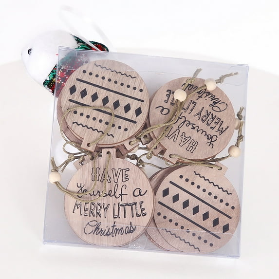 Christmas Decorations, Wooden Hanging Ornaments, Multi-Pattern Christmas Decor Set With Snowman Santa Claus Vintage, Thick Durable Wood Material, Easy To Hang With Red Rope, 12 Pieces