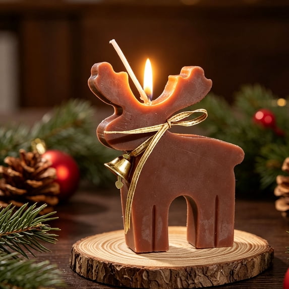 Christmas Decorations - Xmas Reindeer Shaped Scented Candle, Cute Mini Reindeer Aromatherapy Candles, Decorative Candle for Christmas Party Home Table Decoration,1PC