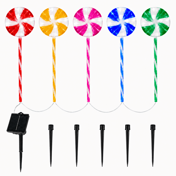 Christmas Decorations and Decor with Outdoor Solar Lights for Yard Candy Decorations Outside Navidad Candyland Decoracin Stake for 90s Room