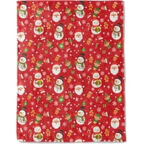 Christmas Decorative Blanket, Santa Snowman Gingerbread Candy Print Throw Decoration, Soft Flannel Winter Blankets for Couch Bed Sofa, Holiday Home Decor, Xmas Festival Gifts Red 60x50 Inch