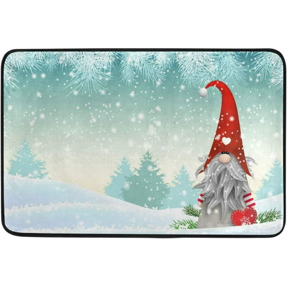 Christmas Decorative Doormat Home Decor Christmas Gnome Tomte Winter Snowflakes Welcome Indoor Outdoor Entrance Bathroom Floor Mats Non Slip Washable Winter Hoilday Pet Food Mat, 24x16 inch