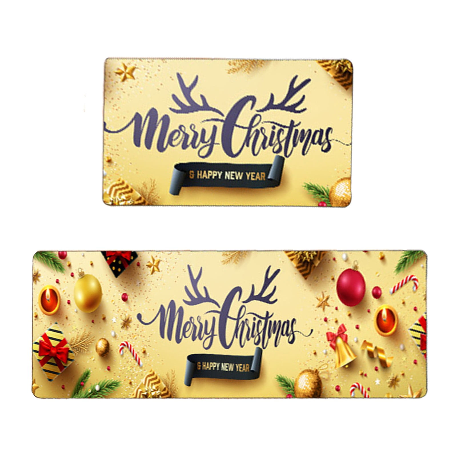 Christmas Decorative Doormat for Winter 2 Piece Non Slip Kitchen Mat