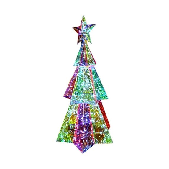 Christmas Decorative LED Lights, Colorful Luminous Geometric Decoration for Window, Tree, and Table Decor, 21in