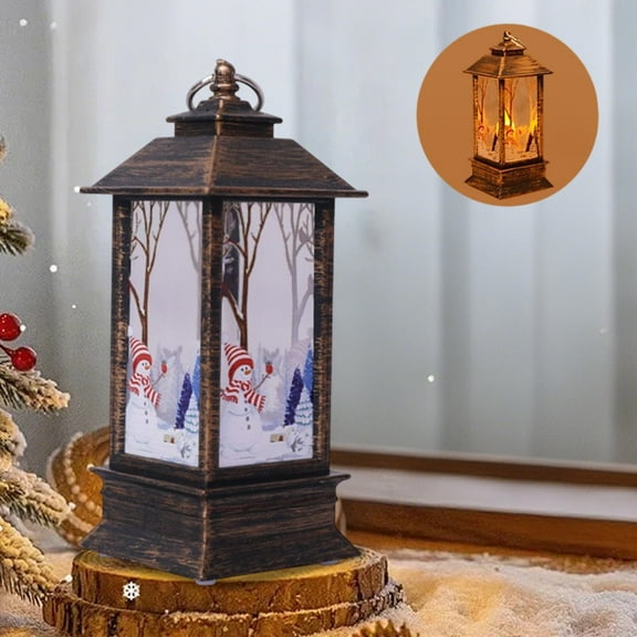 Taicans Christmas Decorative Lantern with Snowman Scene,Battery Operated LED Night Light,Tabletop/Wall Hanging,Winter Theme,5.12in Tall,Unique Xmas Decor for Home,Party,Gift