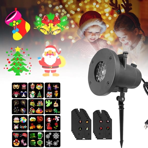 Christmas Decorative Lighting Projectors, Snowflake Led Holiday Projector Light with 12pc Slides Patterns, Christmas Projection Light for Stage, Outdoor, Patio, Sidewalks, Lawns, Courtyards