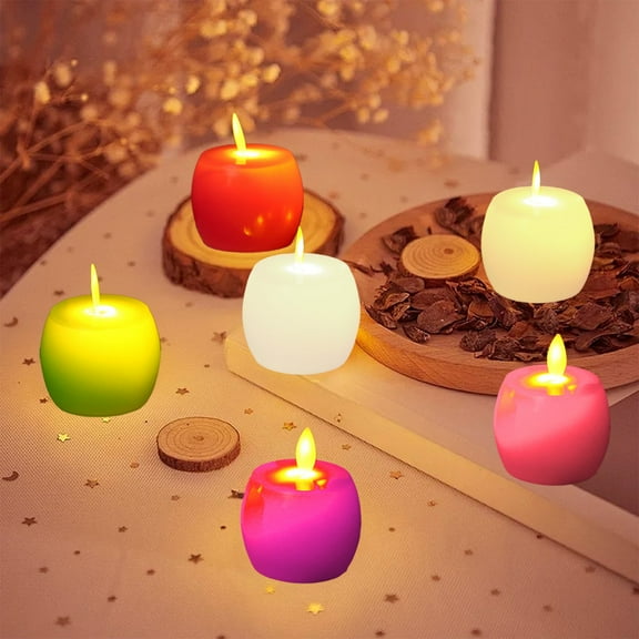 Christmas Decorative Lights Indoor 6pcs Flameless LED Lights Apples Candle Lights Battery Powered Simulated Electrics Candle for Desktop Decoration Halloween