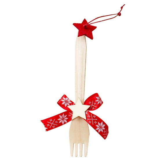 Christmas Decorative Ornaments Wooden Fork And Spoon Pendant Set Hangs