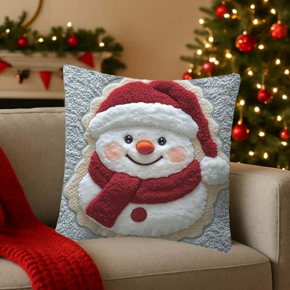 Christmas Decorative Pillow Cover, Cute Santa Claus Snowman Hugging Pillow case, Realistic Plush Sofa Cushion Case Christmas New Year Couch Decor