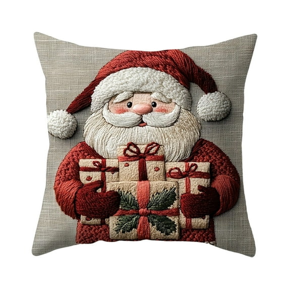 Christmas Decorative Pillow Cover, Cute Santa Claus Snowman Hugging Pillow case, Realistic knitted Sofa Cushion Case Christmas New Year Couch Decor