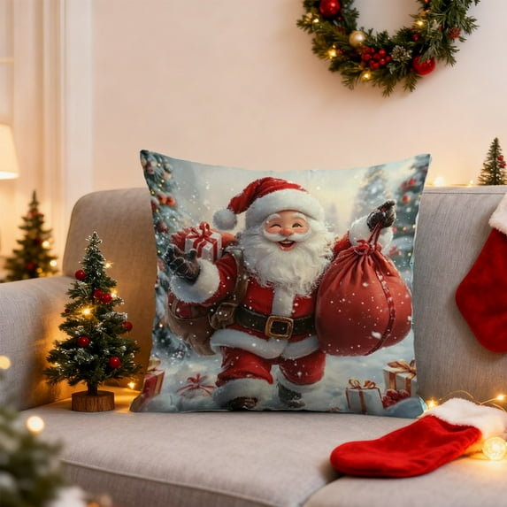 Christmas Decorative Pillow Covers 18x18" for Holiday Party Supplies Christmas Decorative Pillow Cases with Soft Fabric Hidden Zipper