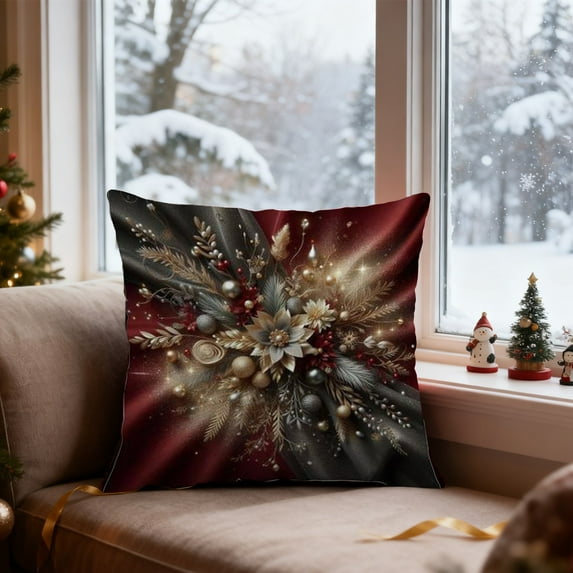 Christmas Decorative Pillow Covers for Couch 18x18" Christmas Decorative Pillow Cases with Soft Fabric Hidden Zipper Xmas Decorations
