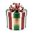 thumbnail image 1 of Christmas Decorative Storage Box, Round Ribbon Bow Gift Container for Holiday Parties, Red Green White Striped Metal Treat Box for Holiday Gifting and Decor, 1 of 3