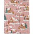 thumbnail image 1 of Christmas Decorative Throw Blanket Gingerbread House and Pink Snowy Print Decoration, Soft Flannel Winter Blankets for Couch Bed Sofa, Holiday Home Decor, Xmas Festival Gifts 40x50 Inch, 1 of 6