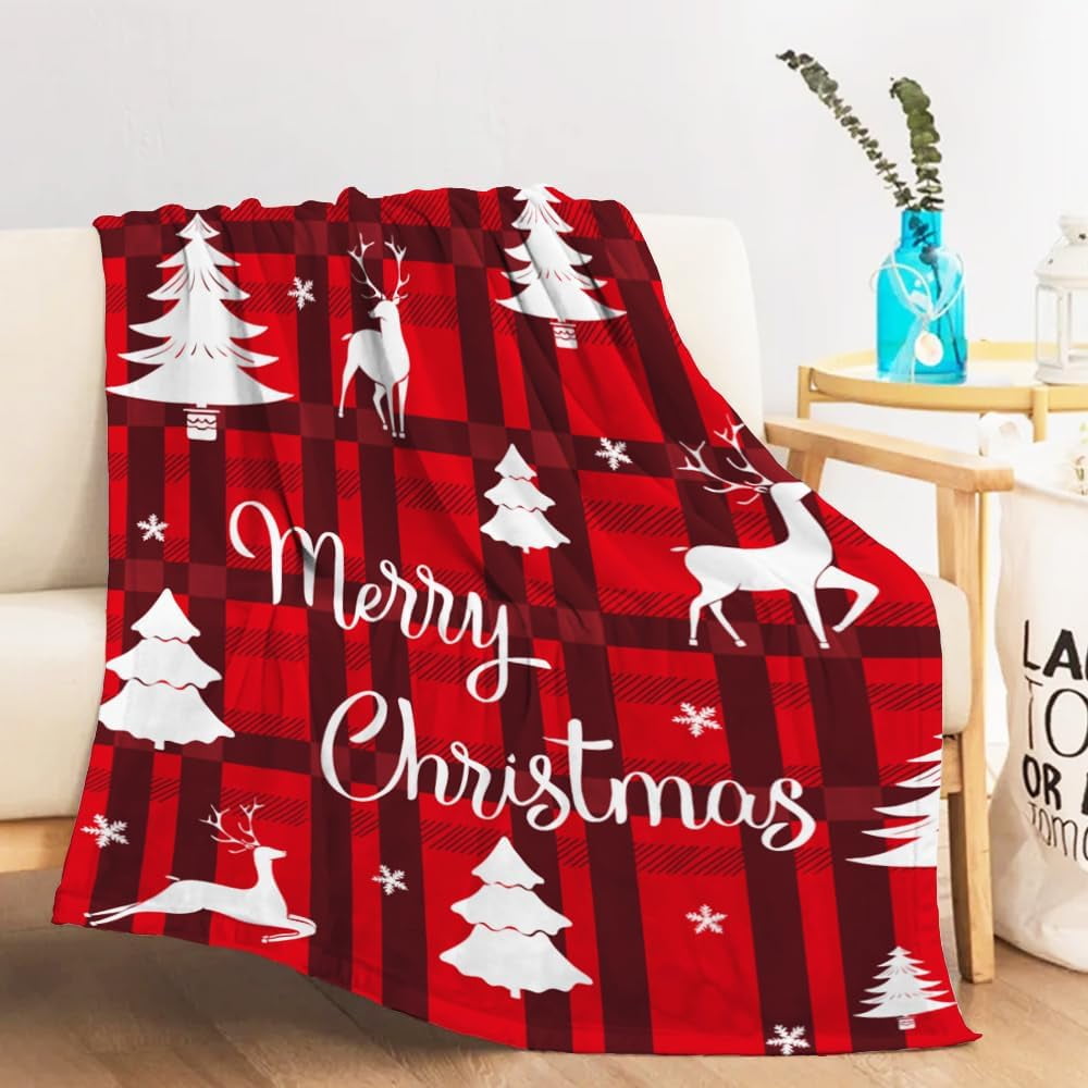 Christmas Decorative Throw Blanket Red Plaid Queen Size Christmas Blankets Sofa Bed Christmas