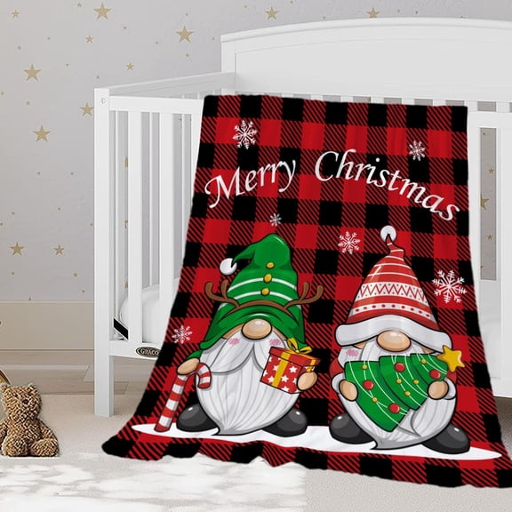 Christmas Decorative Throw Blanket Twin Size Green Red Gold Christmas Tree Blanket Xmas Holiday Blanket Couch Sofa Bed Soft Lightweight Fuzzy Plush Fleece Blanket and Throws 60x80