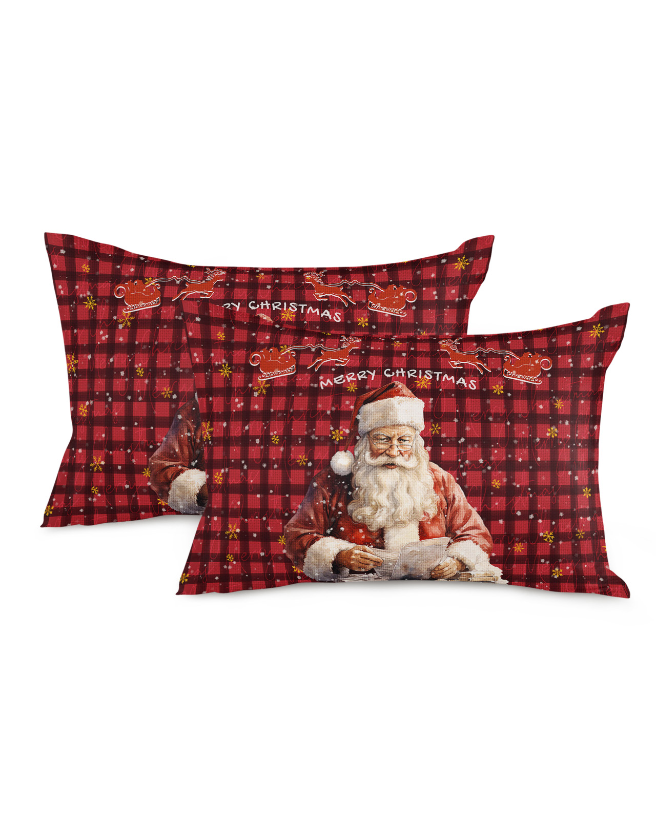 Christmas Decorative Throw Pillow Covers 12x20 Inch Set of 2 Santa ...