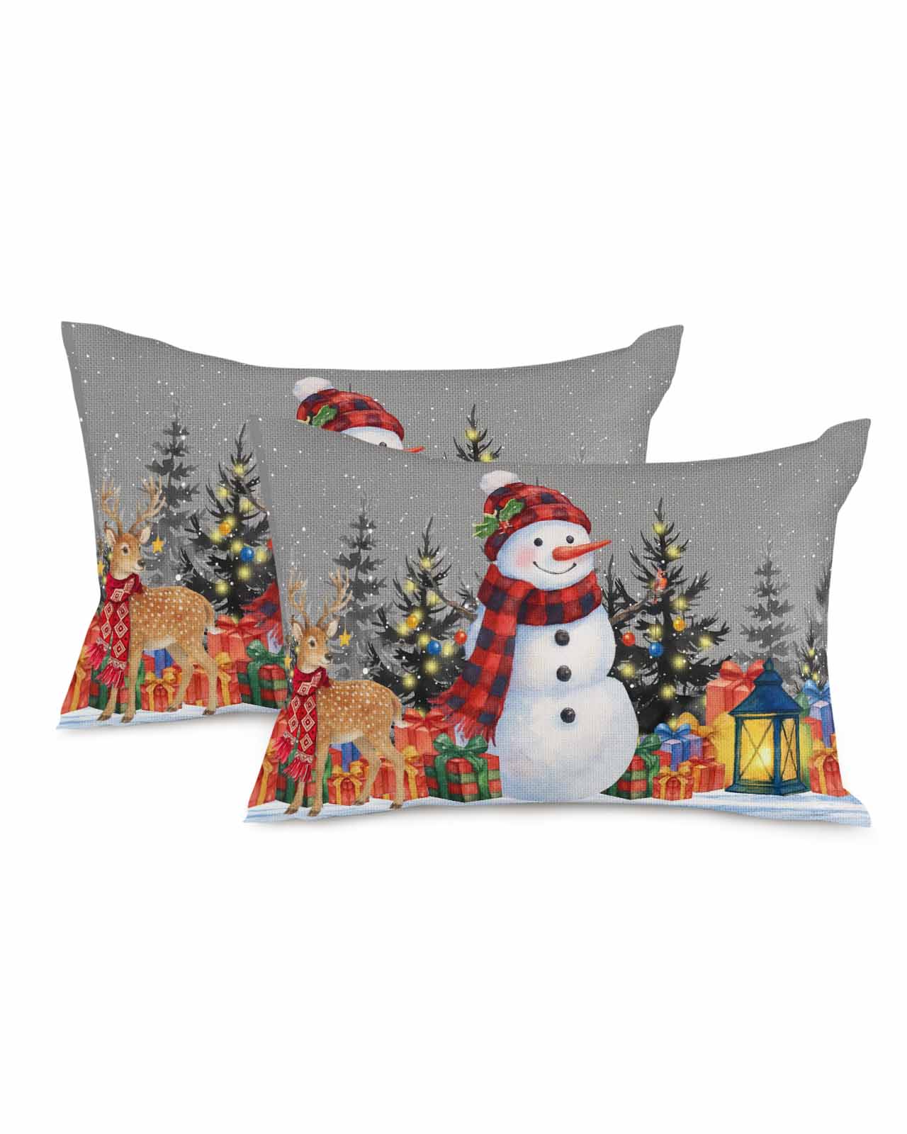 Christmas Decorative Throw Pillow Covers 12x20 Inch Set of 2 Snowman ...