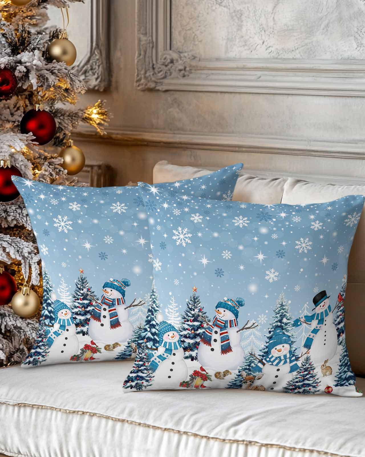 Christmas Decorative Throw Pillow Covers 16x16 Inch Set of 2 Blue ...