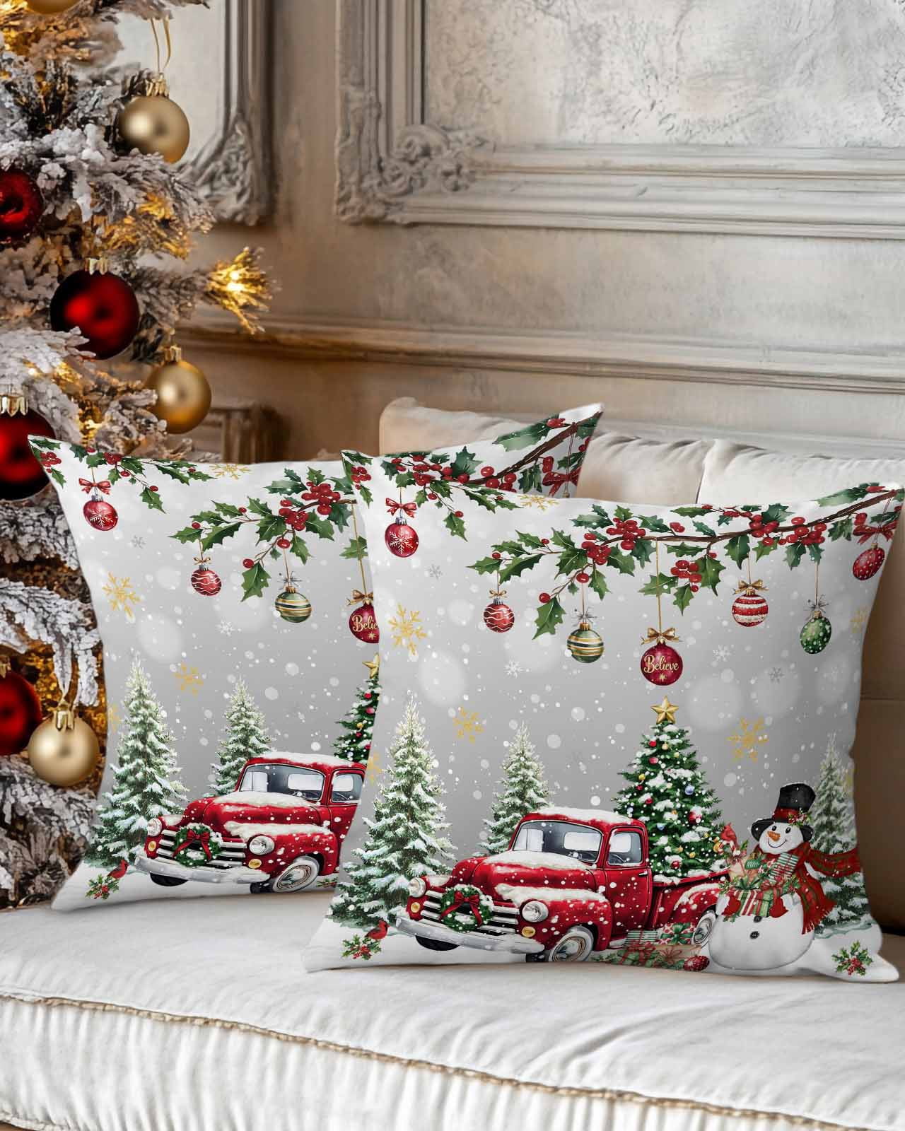 Christmas Decorative Throw Pillow Covers 18x18 Inch Set of 2 Snowman ...