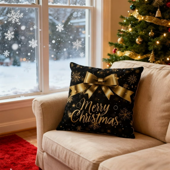 Christmas Decorative Throw Pillow Covers 18x18" for Holiday Party Supplies Christmas Pillowcase Printing Imitating Three-dimensional Patterns