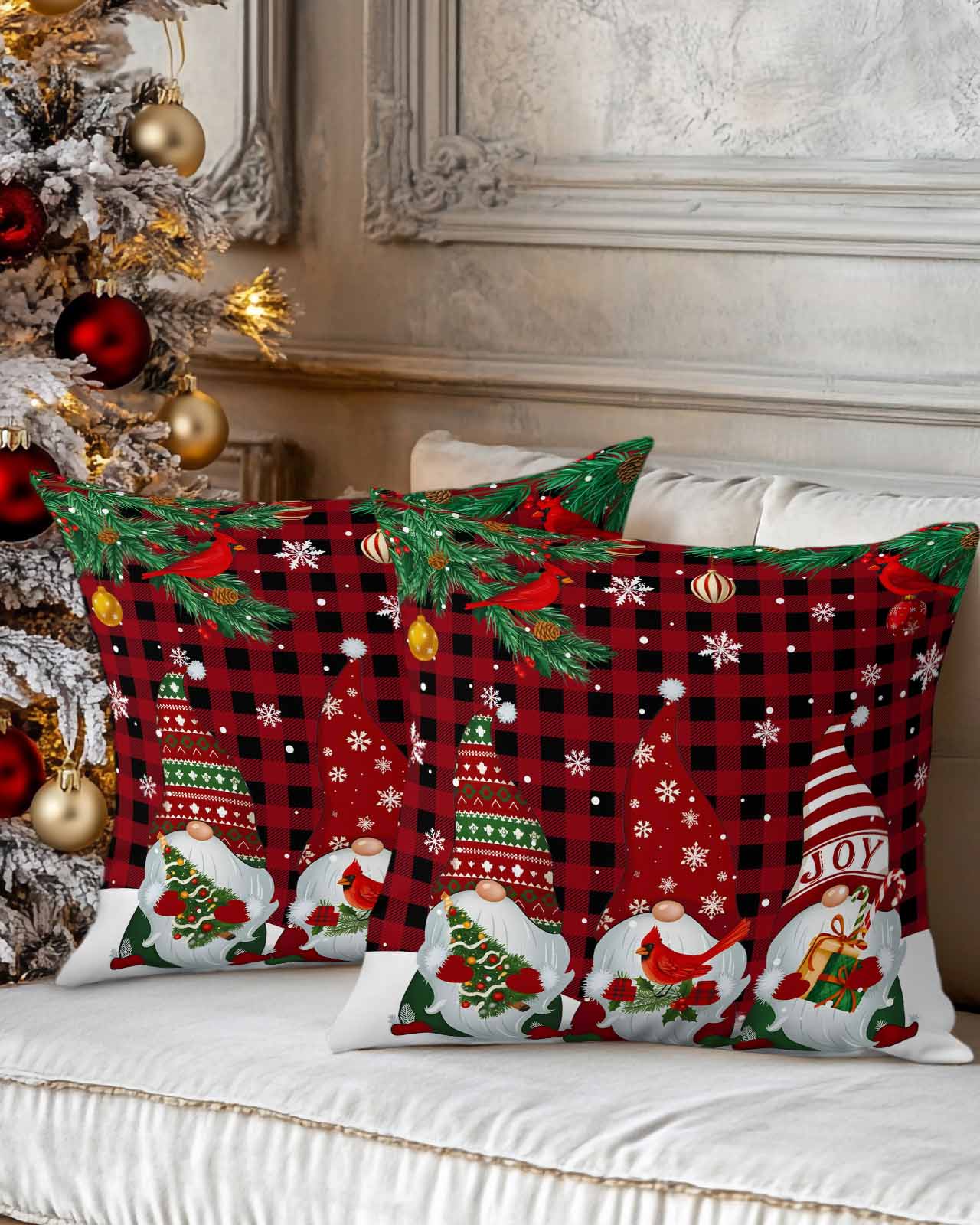 Christmas Decorative Throw Pillow Covers 20x20 Inch Set of 2 Gnome ...