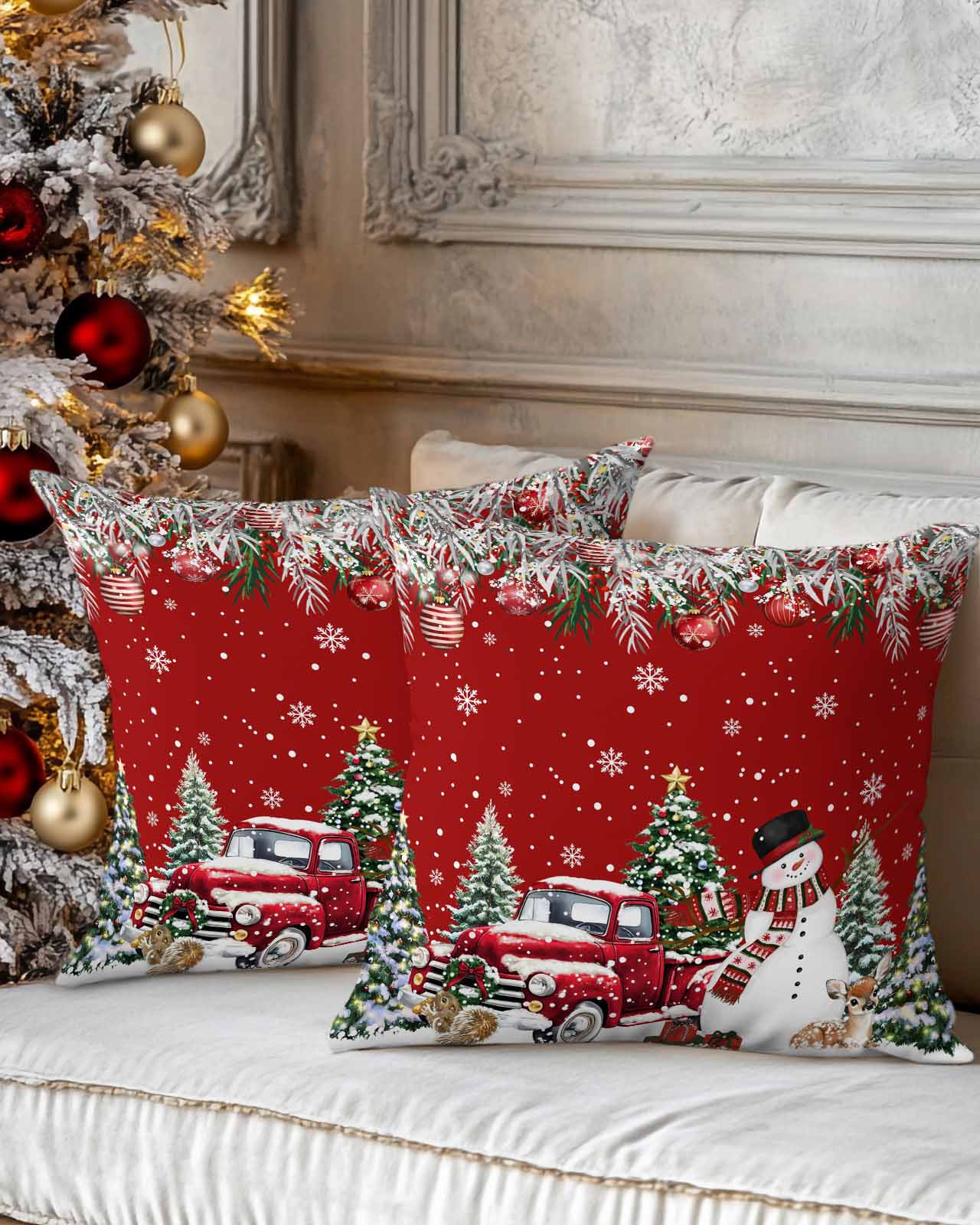 Christmas Decorative Throw Pillow Covers 20x20 Inch Set of 2 Red Truck ...