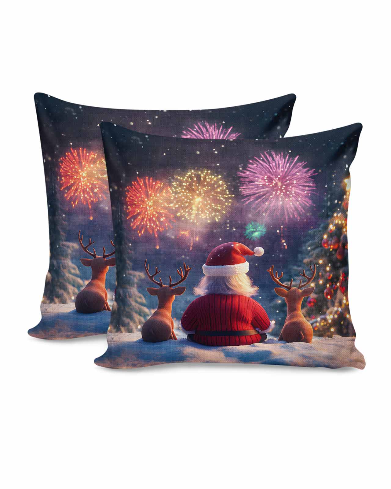 Christmas Decorative Throw Pillow Covers 20x20 Inch Set of 2 Santa ...