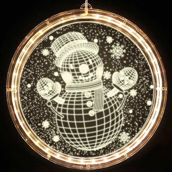 Christmas Decorative Window Light, Backdrop String Lights for Outdoor Indoor Windows Pathway Patio Bedroom Party Holiday Wall, Warm White - Snowman