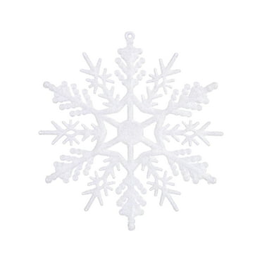 Christmas Decors 4 Inch Pack Of 36 White Glitter Snowflake Christma Ornaments Xmas Tree Hanging Decoration for Family Holiday Xmas Party Decorations Atmosphere