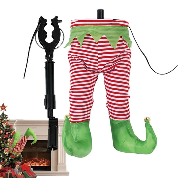 Christmas Decroations, Santa Legs for Christmas Tree, Christmas Tree Swinging & Kicking Legs, Funny Santa Stuffed Leg Stuck in Tree Topper for Christmas Tree Decoration & Home New Year Party Decor