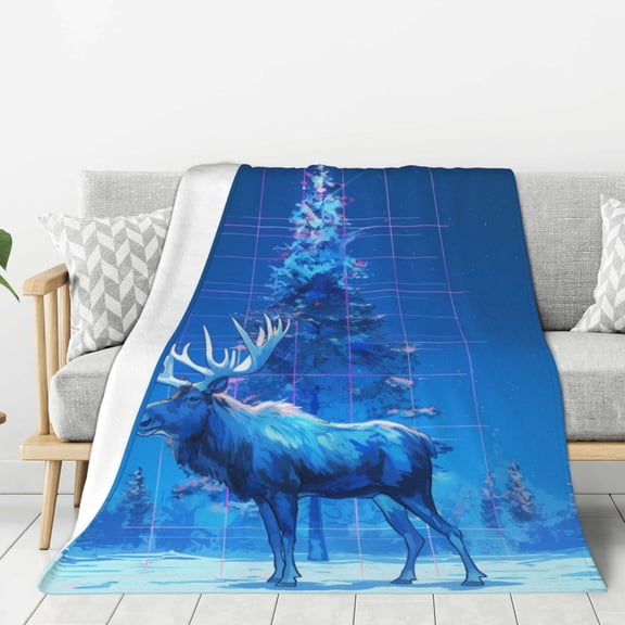 Christmas Deer (6) Throw Blanket for Stylish Warm Winter Cabin Ultra-Soft Micro Fleece Blanket, Premium Microfiber, Silky Soft, Plush, Warm and Lightweight for Couch, Sofa, Bed - 80"X60"