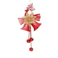 thumbnail image 1 of Christmas Deer Bells with Flower Bow Glitter Ornament - Hanging Festive Tree Christmas Decoration for Xmas Holidays Home Party, 1 of 5