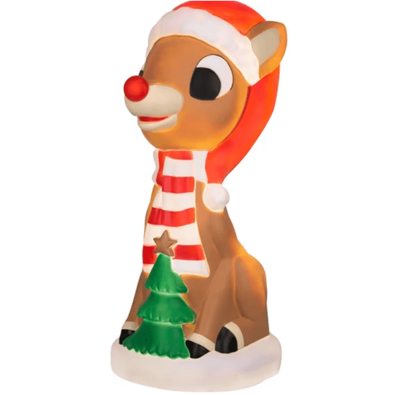 Christmas Deer Blow Mold Hat Light, Christmas LED Light Up Blow Mold Christmas Decoration Ornament Indoor&Outdoor Figure with Warm Glow Holiday Party for Tabletop Display