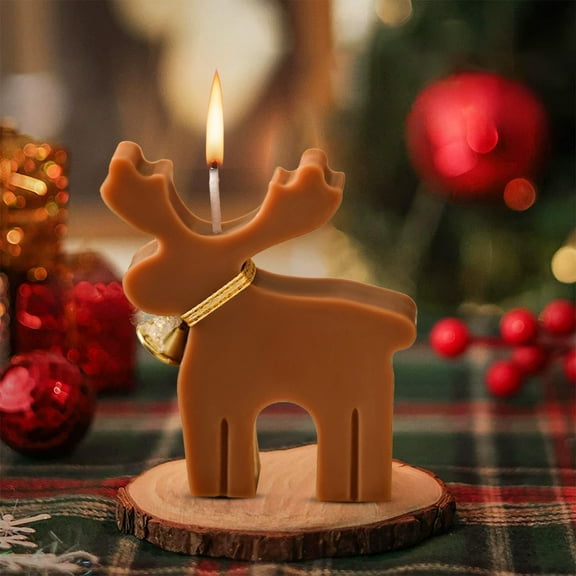 Christmas Deer Candle 4 Inch White Wax Aromatherapy Candle - Holiday Scented Candles for Home Decor, Festive Deer Shape Decor & Gift Idea Coffee