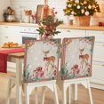 thumbnail image 1 of Christmas Deer Chair Covers Set of 1 Xmas Gift Bells Pine Cone Vintage Letter Chair Back Covers Stretch Removable Washable Slipcovers Protector for Dining Room Kitchen Party Decor, 1 of 5