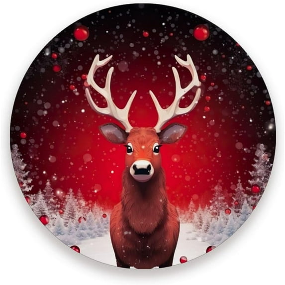 Christmas Deer Coasters Absorbent Moisture Non-Slip Drink Coaster Ceramic Stone with Cork Base Desktop Protection Prevent Furniture Damage 2PCS Home Decor