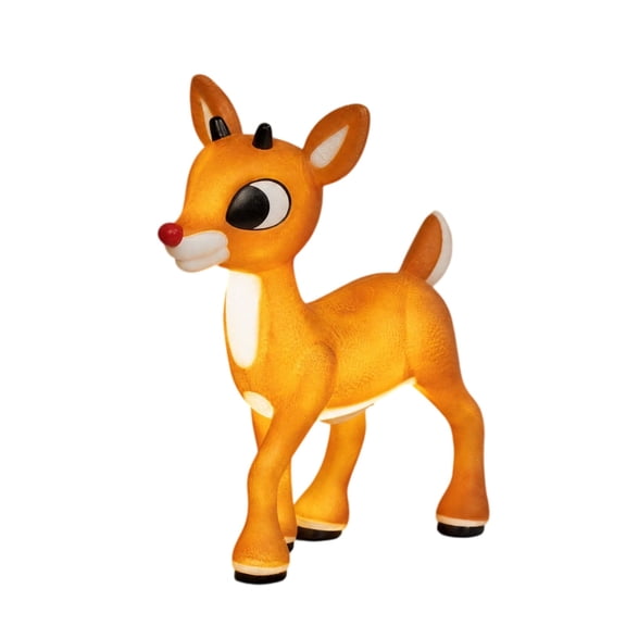 Christmas Deer Decoration, Light-Up Blow Mold Standing Deer Statue, Winter Holiday Tabletop Mantel Home Decoration Ornament